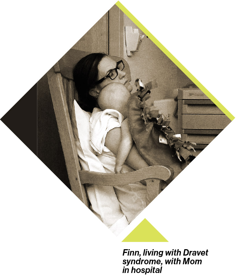 Finn, living with Dravet syndrome, with Mom in hospital